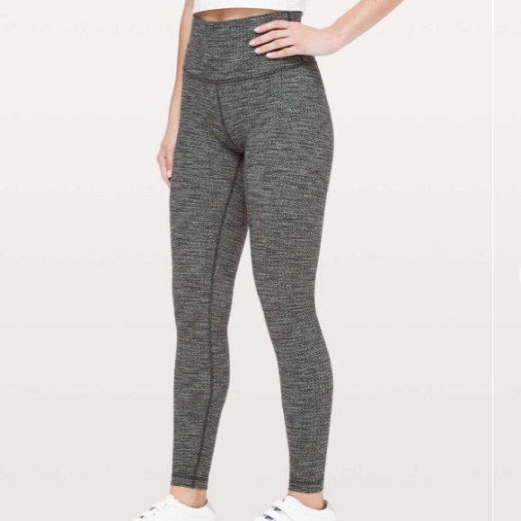 lululemon athletica Pants - Lululemon Heathered Black Wunder Under High-Rise Luon Knit | Size 8, 28” Inseam